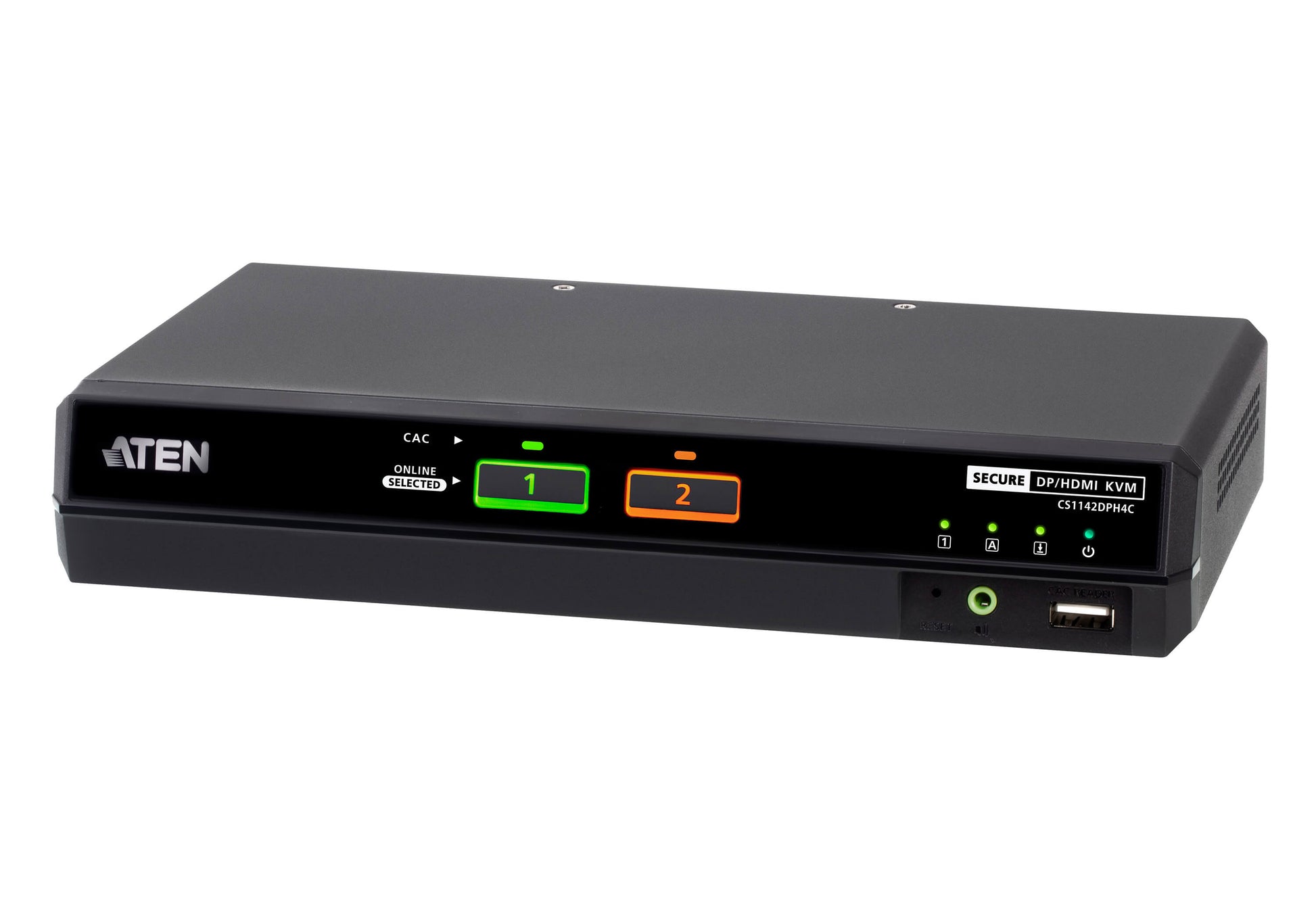 ATEN 2-Port USB 5K – 2-Port DP/HDMI Sicherer KVM-Switch, Dual-View – 5120 × 2880/60 Hz, USB 2.0 Hub, PP v4.0