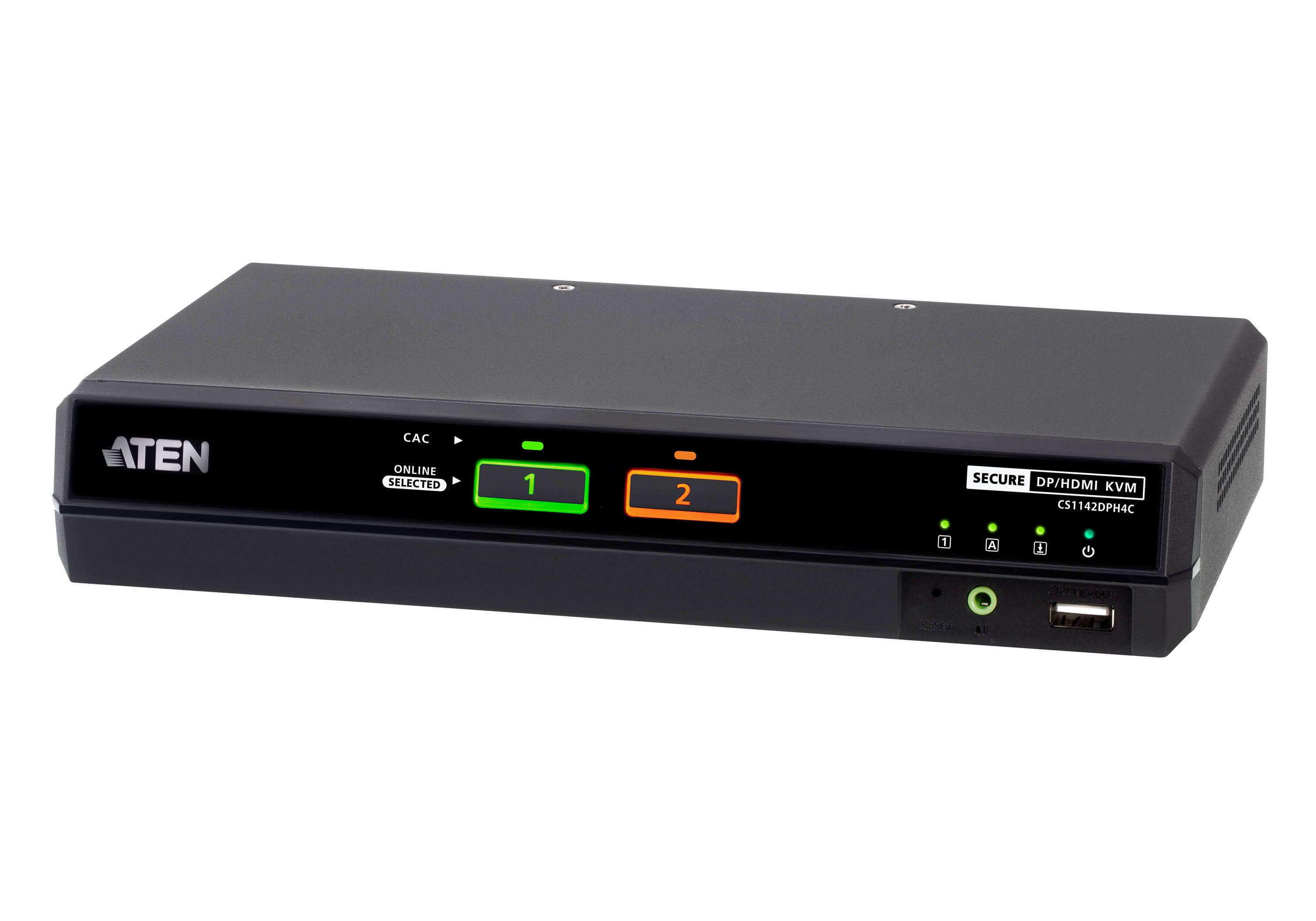ATEN 2-Port USB 5K – 2-Port DP/HDMI Sicherer KVM-Switch, Dual-View – 5120 × 2880/60 Hz, USB 2.0 Hub, PP v4.0