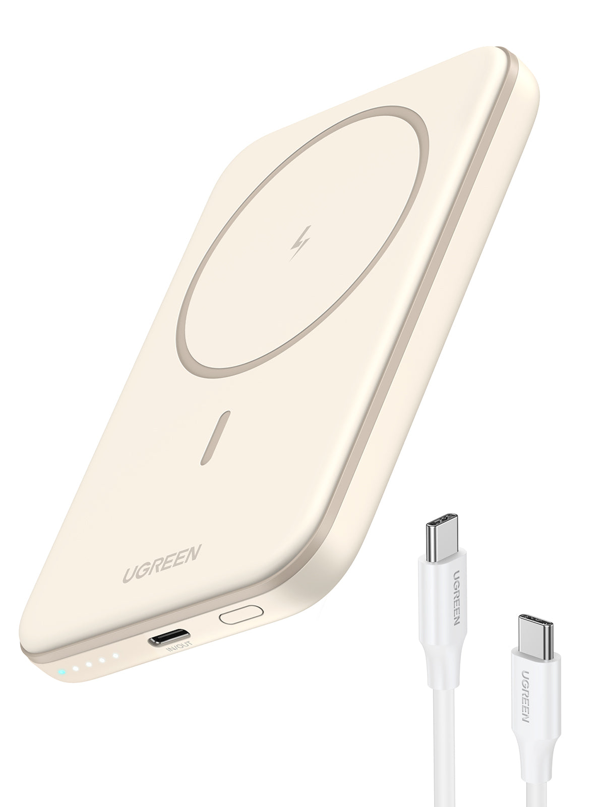 Ugreen Magnetische Powerbank 5'000 mAh – Kabellos 7,5 W, 1× USB-C, schwarz, für iPhone 12–15