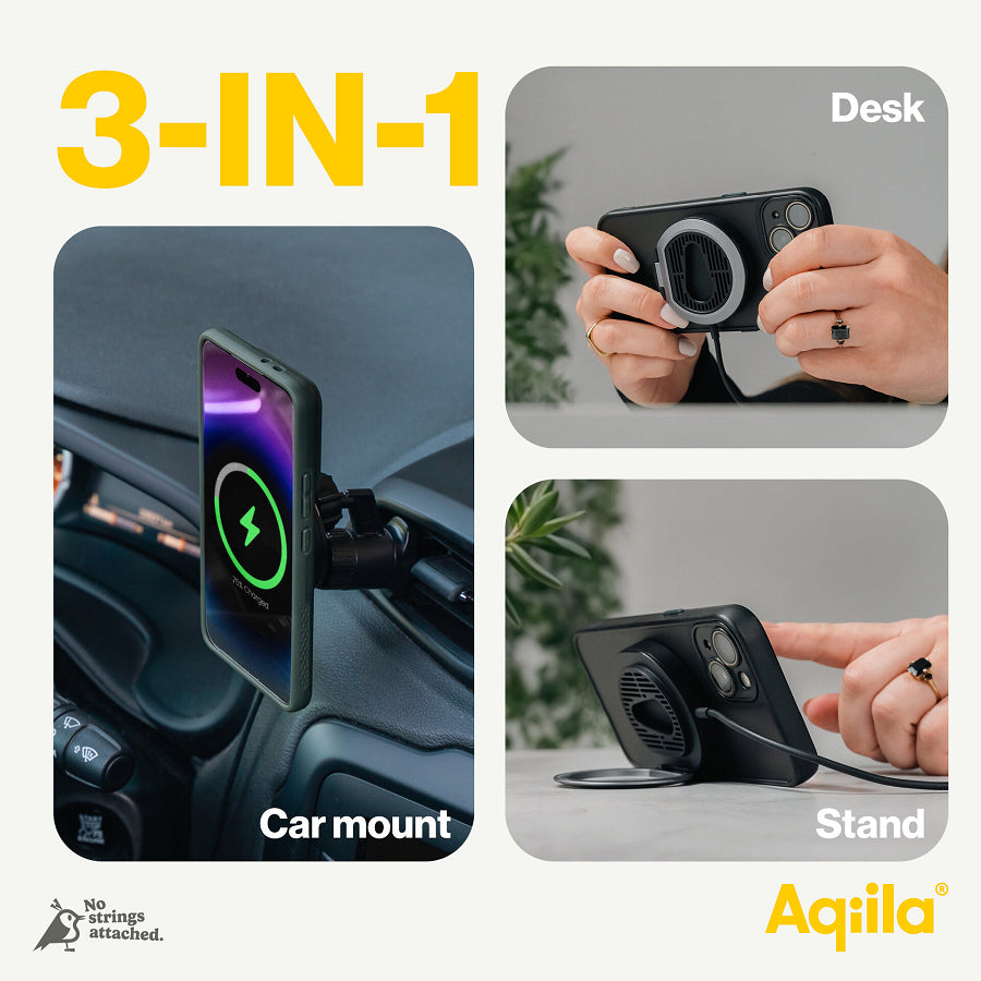 Aqiila Magnetladegerät Kabelloses Ladegerät 15 W – Qi2, MagSafe-kompatibel – für Smartphones