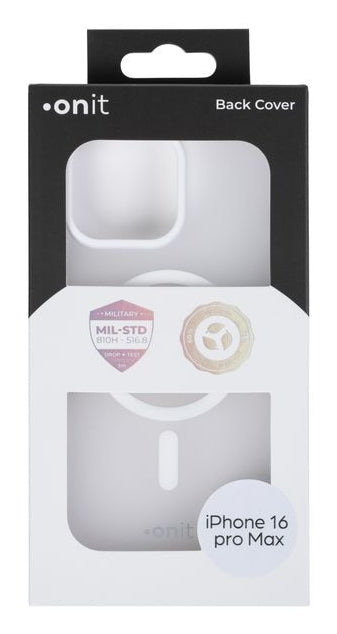 ONIT Mill.Std. Backcover – für Apple iPhone 16 Pro Max, MagSafe, PC+TPE+TPU, Weiss matt, bis 3 m Sturzsicher