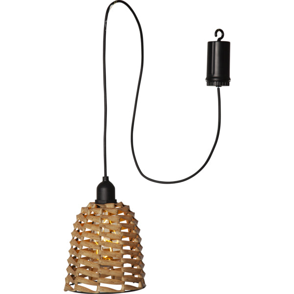 Star Trading Dekorative Aussenleuchte 857-33 – Ø 15 cm – Warmweiss, 3000 K – IP44 – Batteriebetrieben – Braun, Rattan