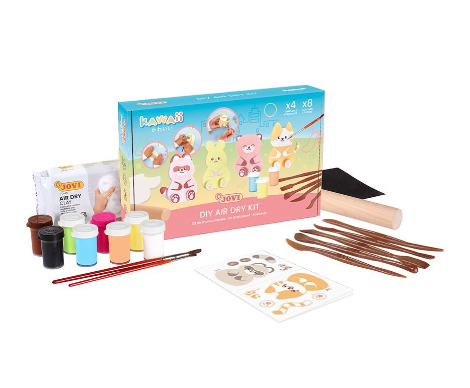 Jovi Kawaii Kreativ – Knete-/Modelliermasse-Set – 500 g – lufthärtend – 8 Farben – ab 6 Jahren