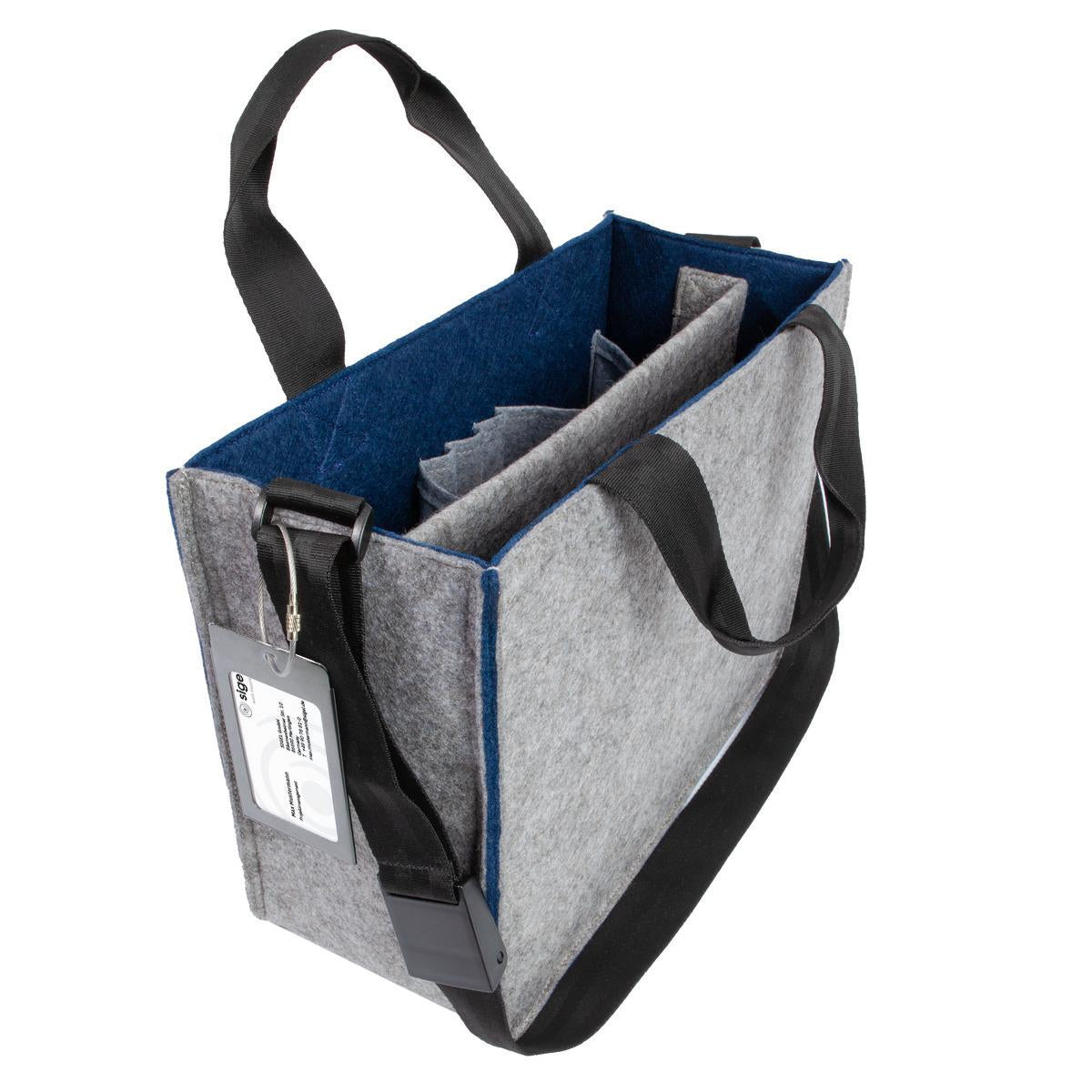 Sigel Tragetasche – 15 l, für Notebooks bis 15,4", rPET-Filz, Grau/Blau, 36 × 28 × 15 cm
