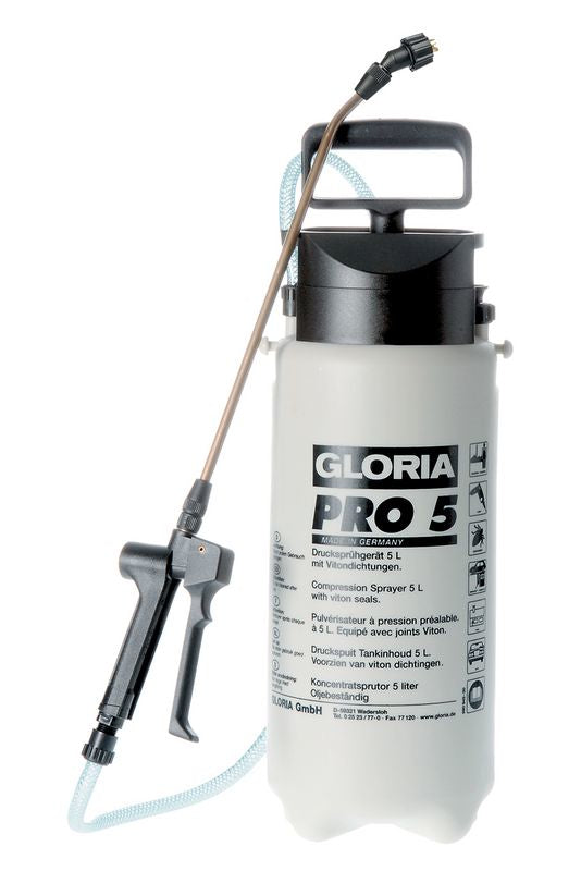 GLORIA Drucksprüher Pro 5 – 5 l – schwarz/weiss – Kunststoff