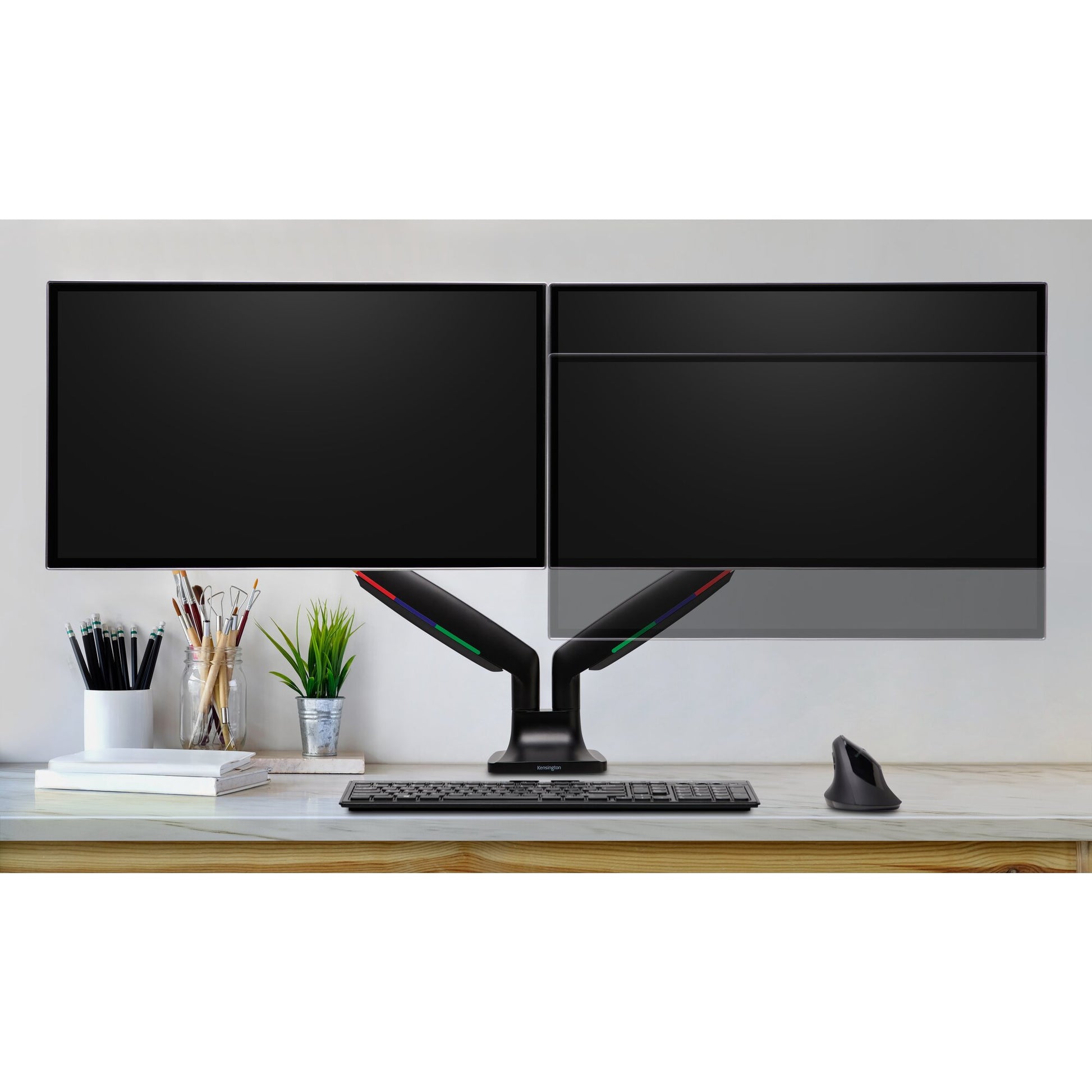 Kensington One Touch SmartFit – Monitorarm, 2 Monitore, Tischklemme, bis 34", VESA 75 × 75/100 × 100 mm, 9 kg