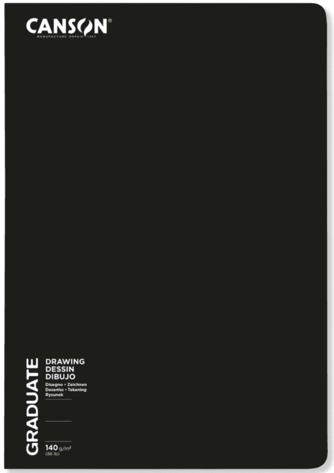 Canson Skizzenblock Graduate – A4 – 140 g/m² – geheftet – 20 Blatt – Schwarz