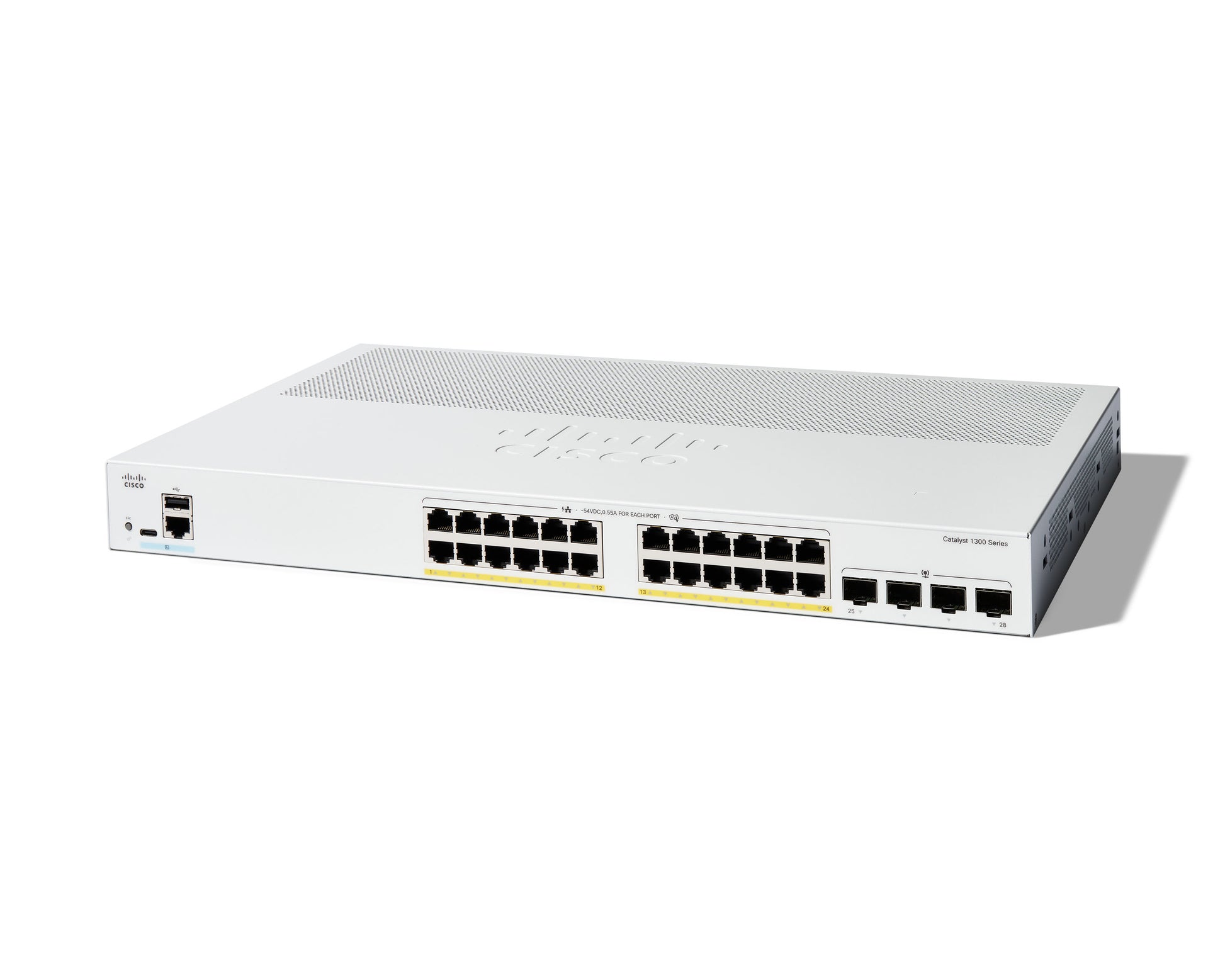 Cisco Catalyst 1300 – Managed L2/L3 Switch – 24× 1G, 4× 1G SFP, PoE+, PoE-Budget 195 W, 19", 1U