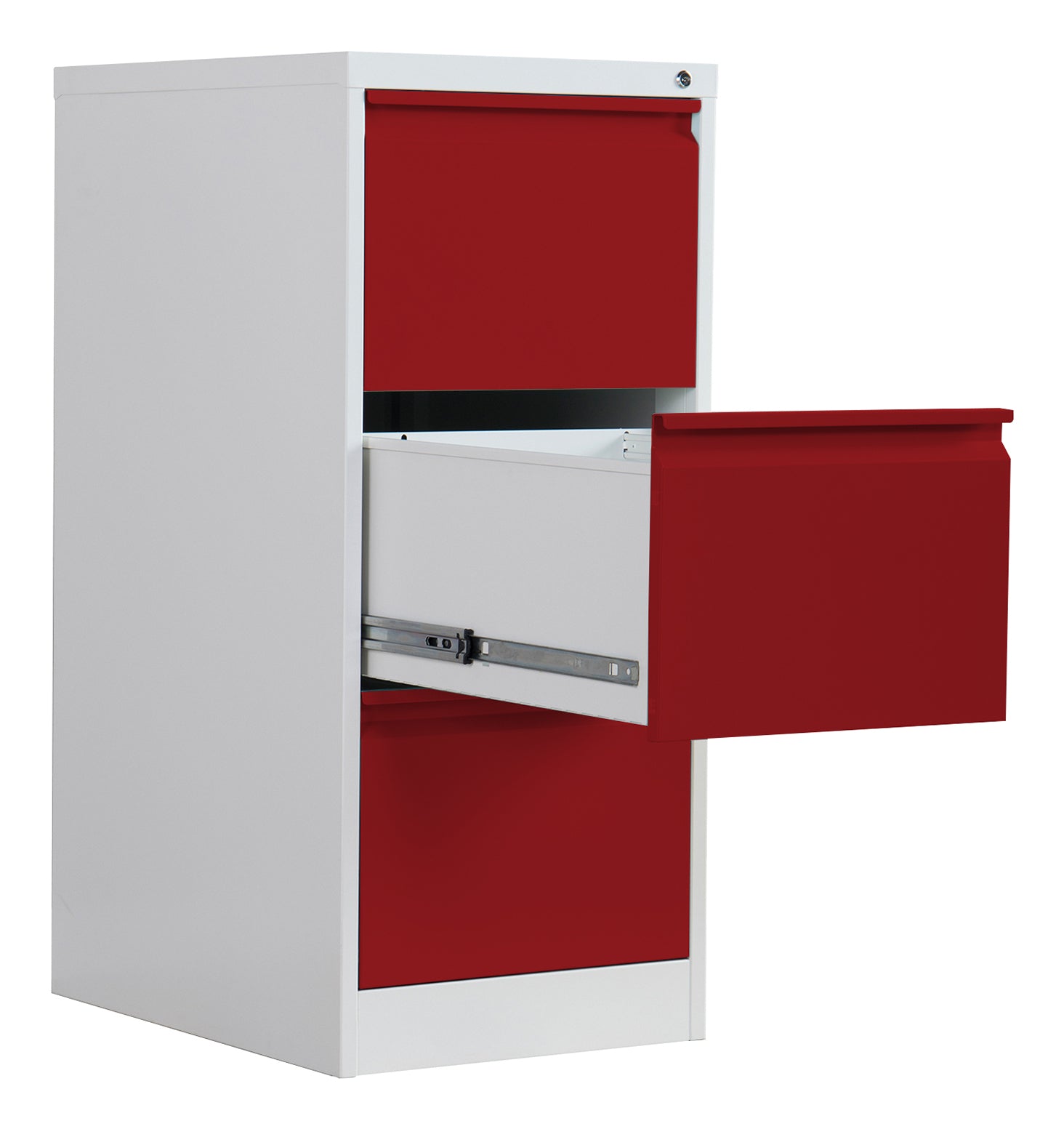 Phoenix Safe Co. FC1003GRK – Aktenschrank, 3 Schubladen, abschliessbar, 450 × 620 × 1025 mm, Grau/Rot, Stahl