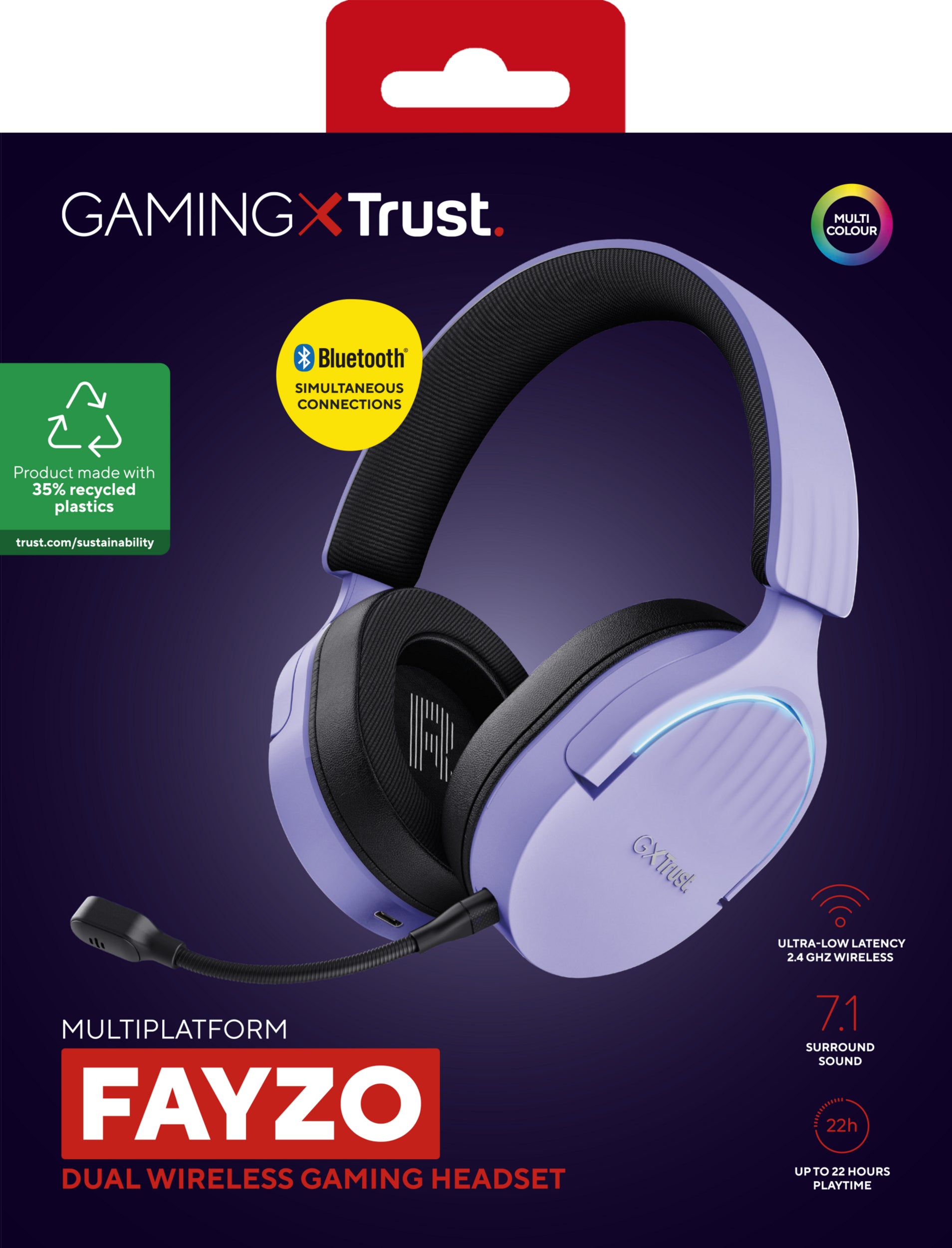 Trust GXT 491P FAYZO – Over-Ear Gaming-Headset – USB-A, Surround-Sound, Stummschaltung – Schwarz/Violett
