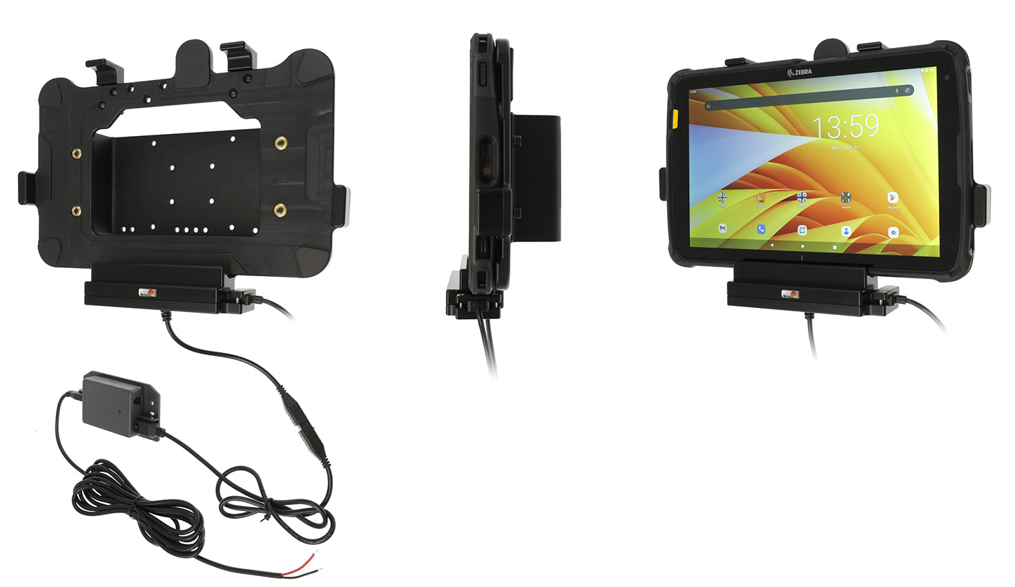 Brodit Fahrzeug-Dock für Zebra ET45 10", ET40 10" – Eingebautes Ladegerät, VESA 75×75 – Schwarz