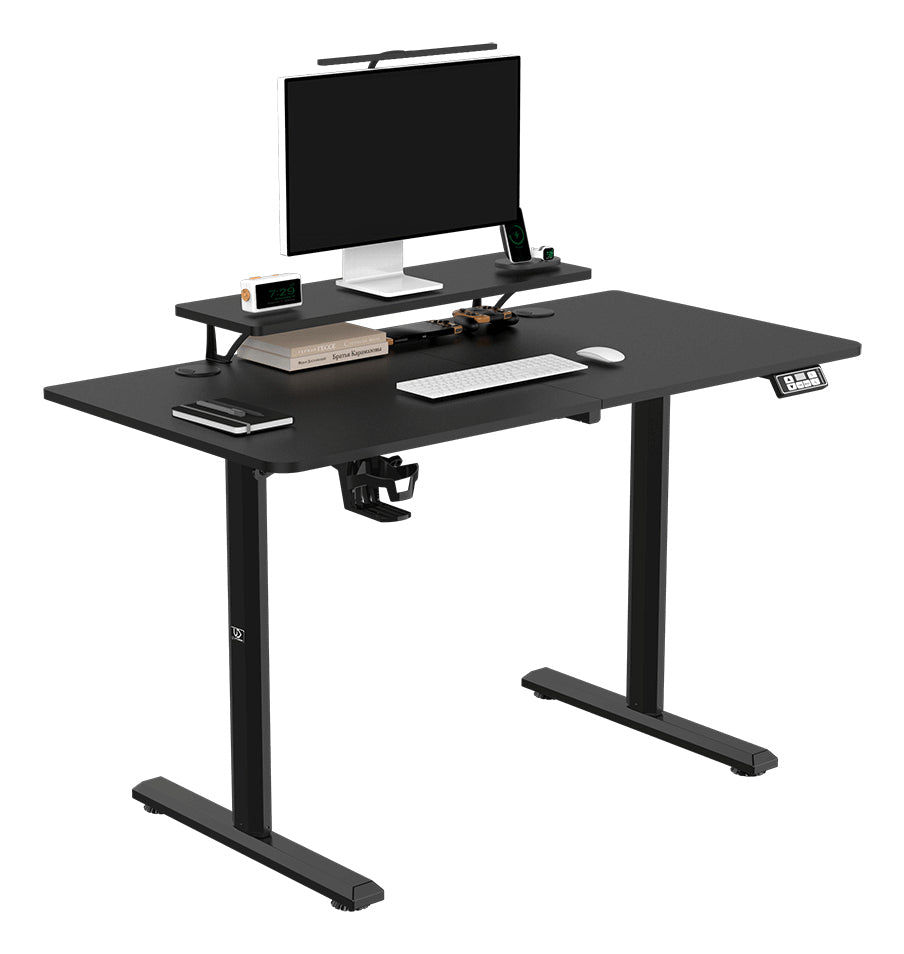 Ultradesk Highlander Gaming-Tisch – 120 × 60,5 cm, elektrisch höhenverstellbar, schwarz, Holz