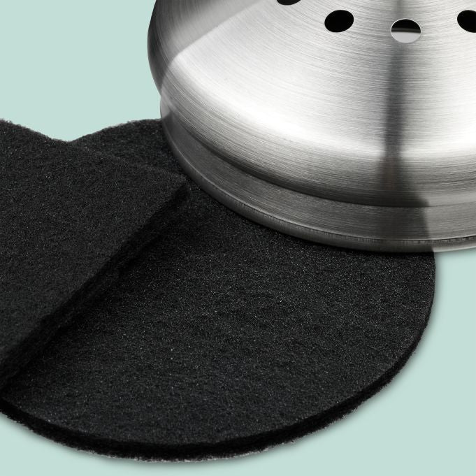 Relaxdays Komposteimer 10051224_55 – 5 l – Edelstahl, Oval – Schwarz/Silber – mit Geruchsfilter