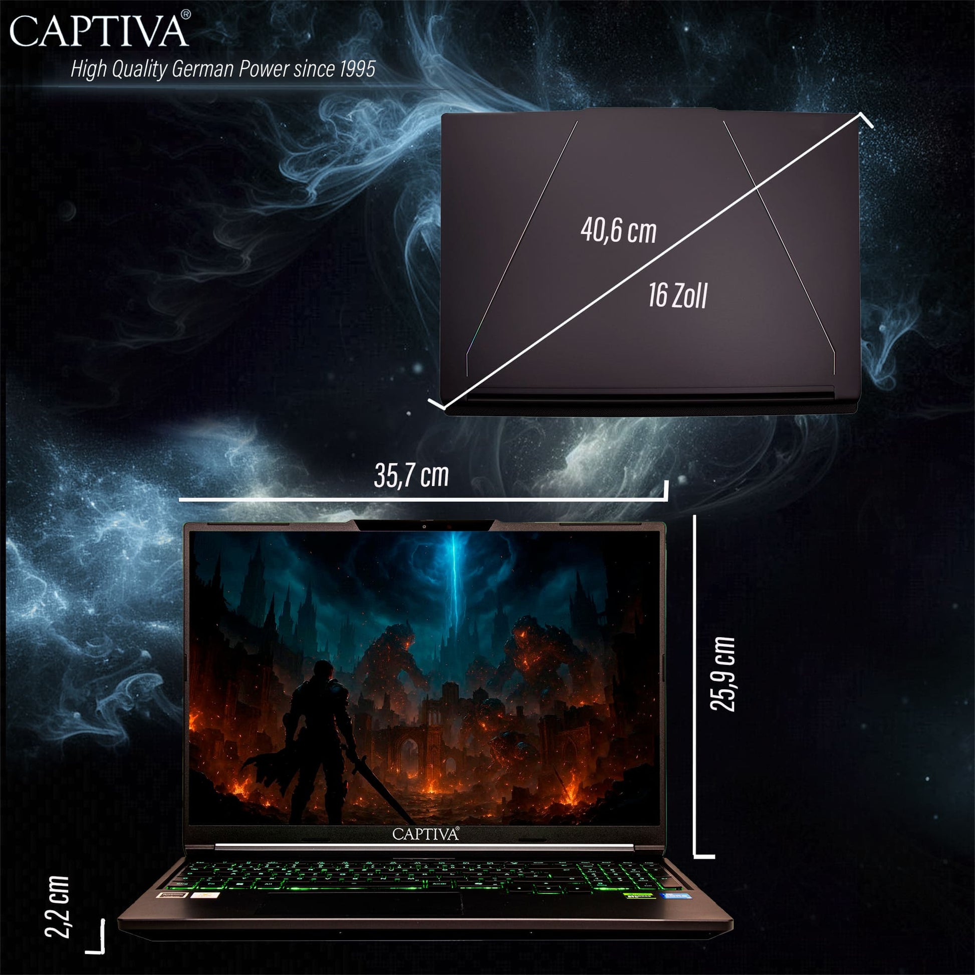 Captiva I98-135CH – 16" WQXGA, Core i7 14650HX, 32 GB, 2 TB SSD, RTX 5070, Win 11 Home, QWERTZ (CH)