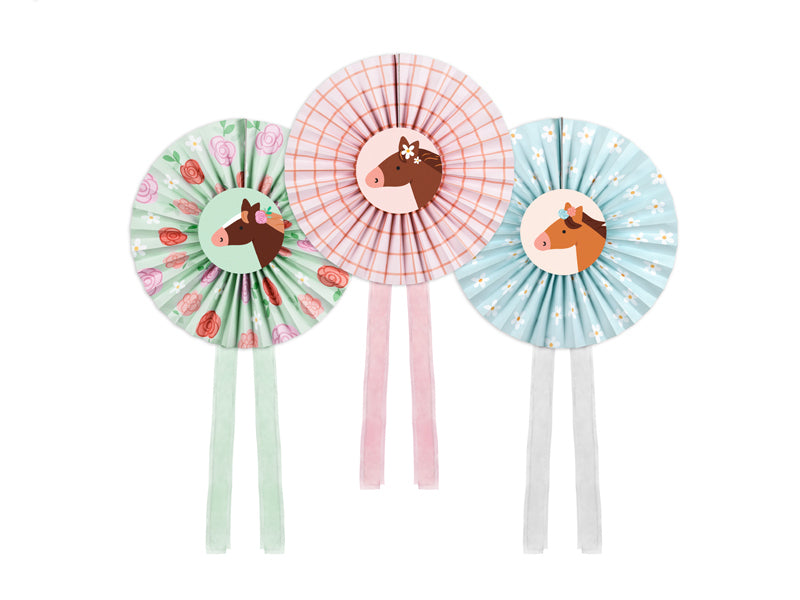 PartyDeco Dekoration Pferd – mehrfarbig – Ø 35 cm – Papier – 3 Stk