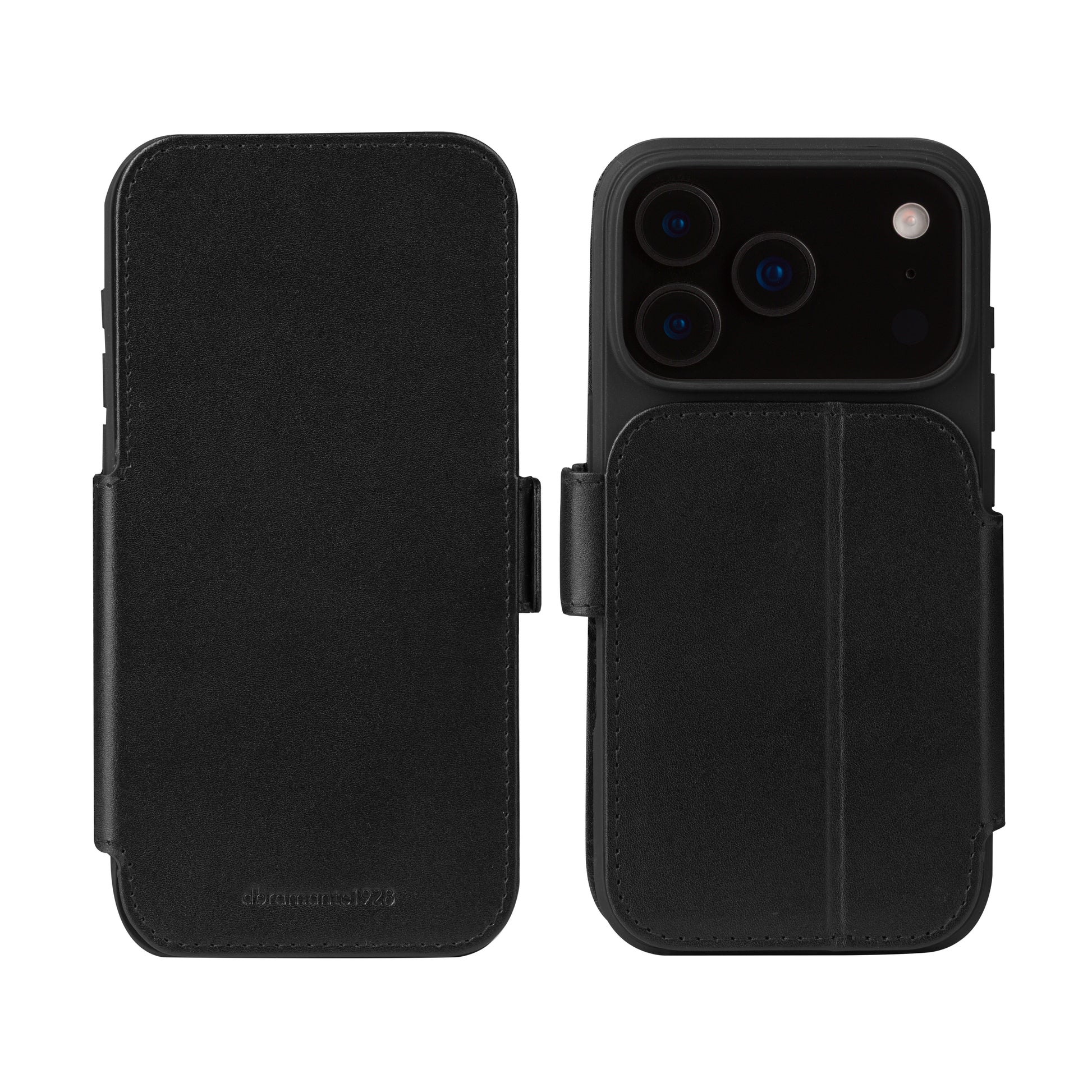 dbramante1928 Copenhagen Wallethülle – für Apple iPhone 17 Pro, mit Ständer, 3 Kartenfächer, Leder, schwarz