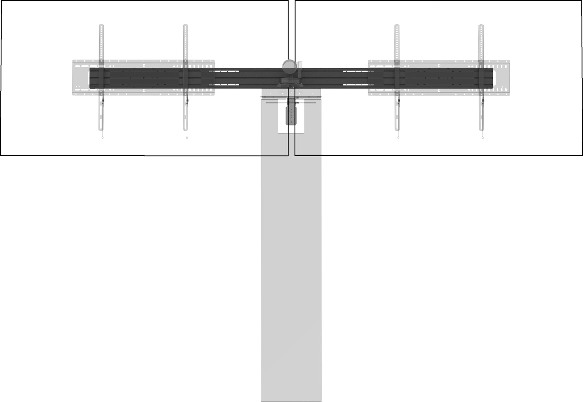 Vision F50 Schienen-Modul – 3 Displays, bis 95 kg – für VFM-W4X4, VFM-W4X6, VFM-W6X4 und andere – Schwarz
