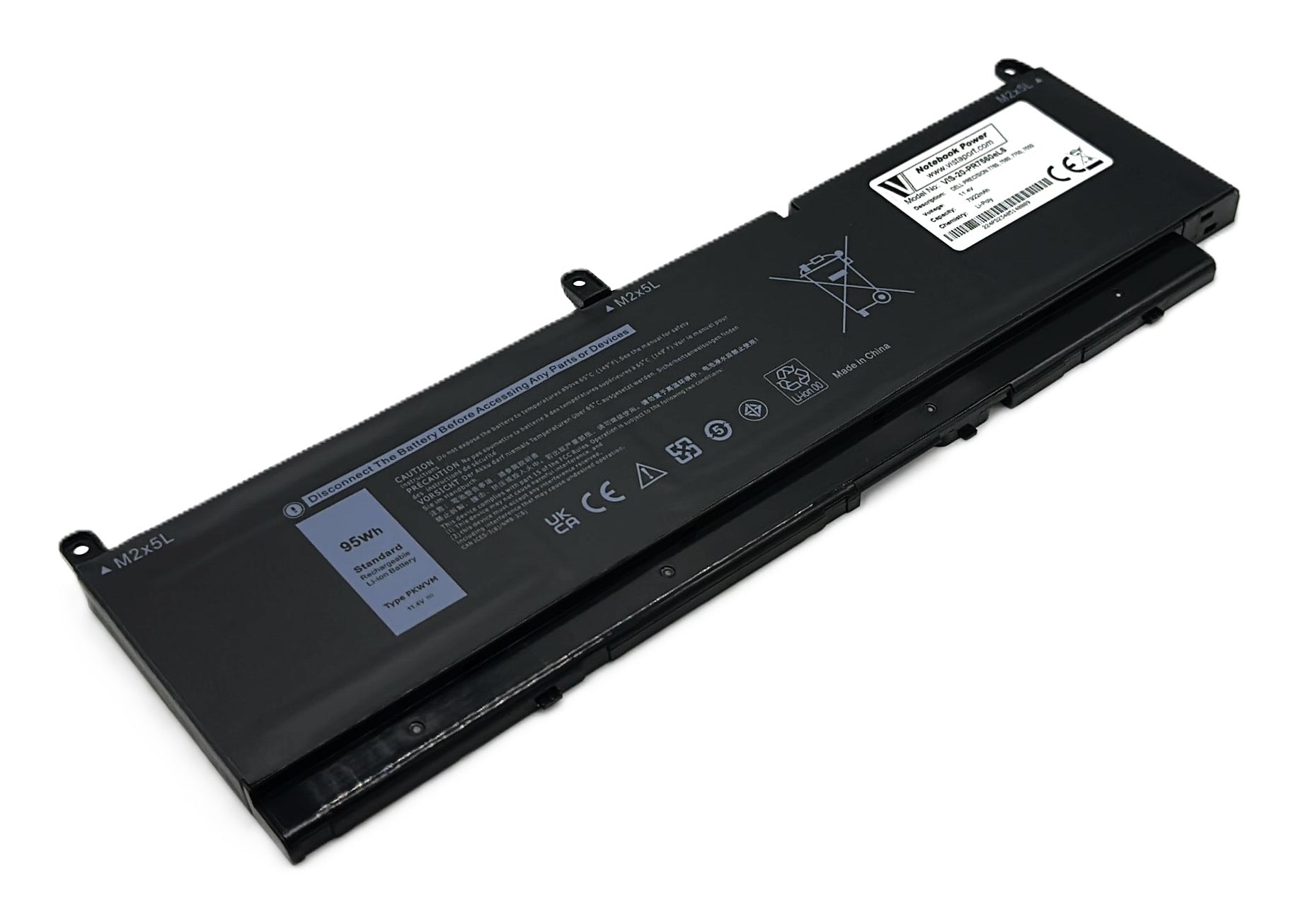 Vistaport Notebook-Akku – für Dell Precision 7550–7760 – 95 Wh, 11,4 V (Li-Ion) – Schwarz