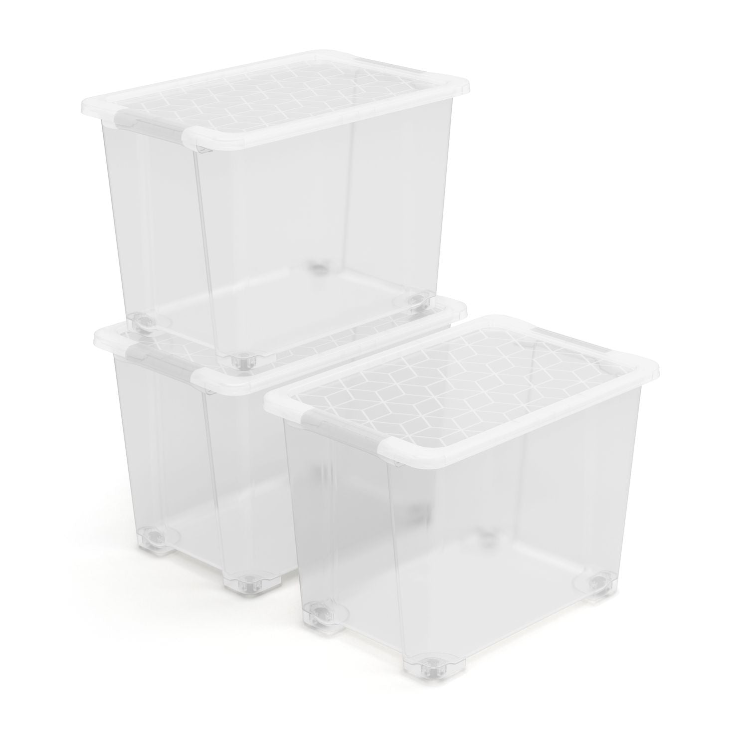 Rotho Aufbewahrungsbox – Polypropylen (PP), transparent, 42,5 × 38,8 × 29,5 cm – 3er-Pack