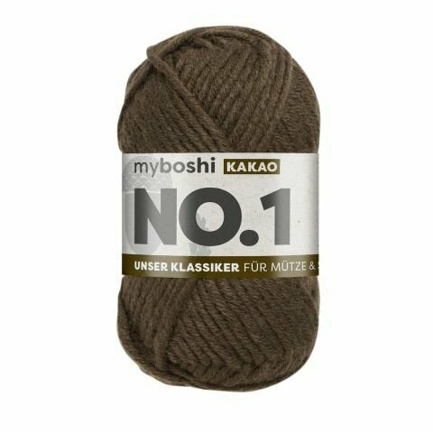 myBoshi Nr.1 Wolle Dunkelbraun – 50 g, 55 m, 70% Polyacryl/30% Merinowolle, Nadel 6 mm