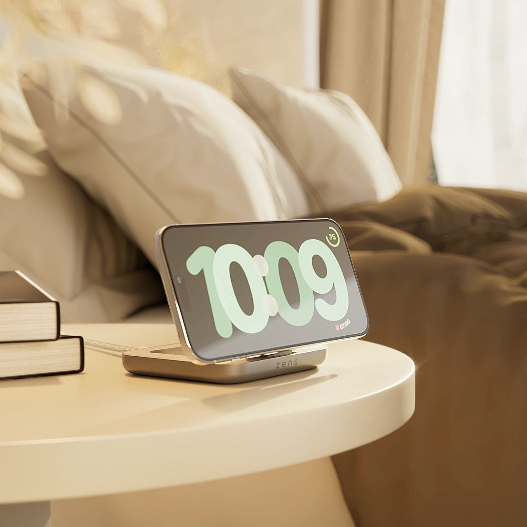 ZENS Magnetiv Nightstand Kabelloses Ladegerät 15 W – Qi2, MagSafe-kompatibel – USB-C×1 – für iPhone 12 und neuer