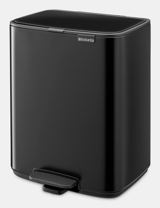Brabantia Papierkorb – 12 l – Stahl, Schwarz matt – B × H × T 292 × 369 × 263 mm