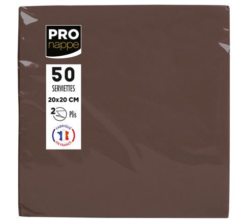 PRONAPPE Servietten – Schokolade – 20 × 20 cm, 2-lagig – 50 Stück