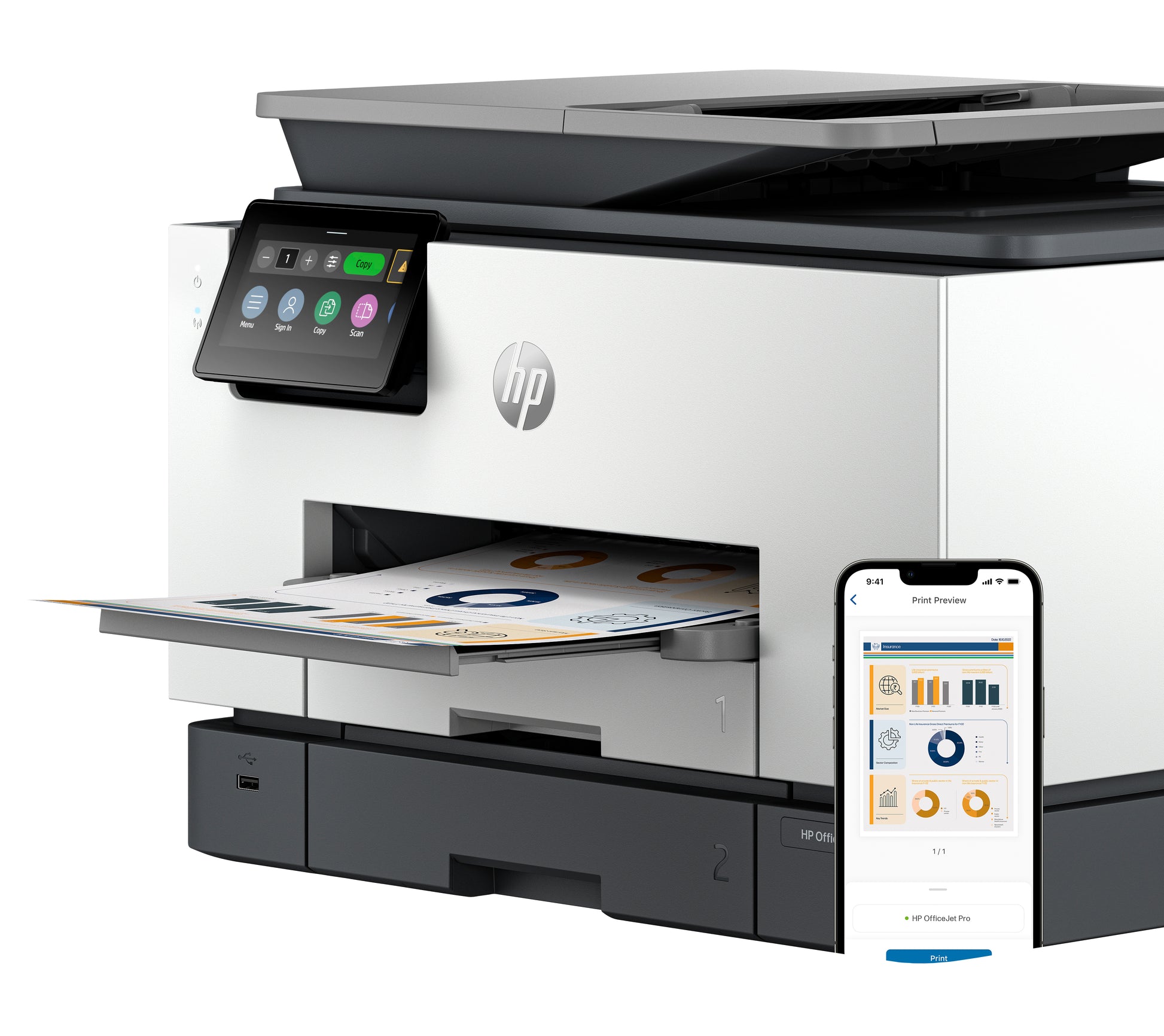 HP Officejet Pro 9130B – Farbiges Tintenstrahl-MFP A4, 3-in-1 – WLAN – Duplex