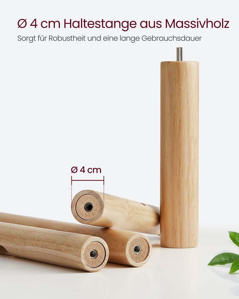 Vasagle Garderobenständer – 8 Haken, Gummibaumholz/MDF, Beige, 30 × 30 × 175 cm