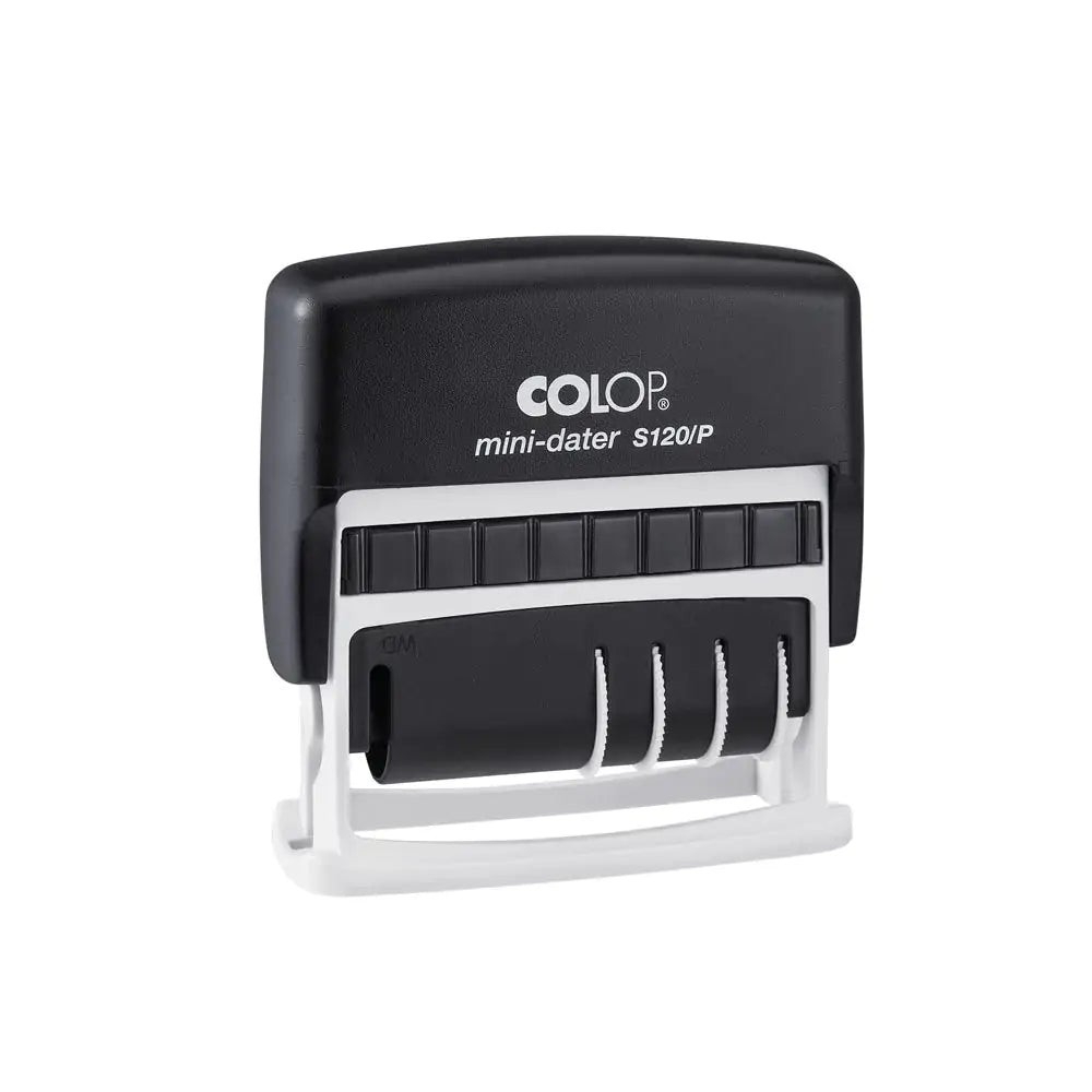 Colop S 120/P – Wort- & Datumstempel selbstfärbend, 12 Texte / Deutsch, Abdruck 25 × 10 mm – Schwarz