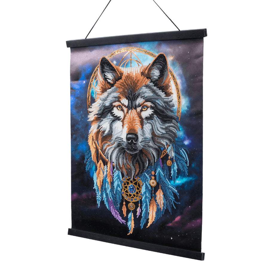 CRAFT Buddy Crystal Art Scroll – Diamond Painting Set Verzauberter Wolf – 40 × 50 cm – ab 8 Jahren