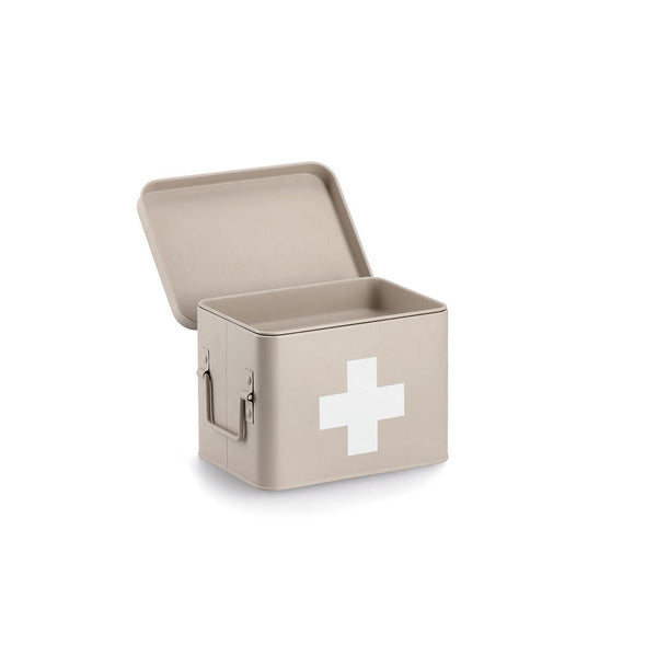 Zeller Present Aufbewahrungsbox (mit Deckel) – Metall – Beige/Weiss – 160 × 160 × 215 mm
