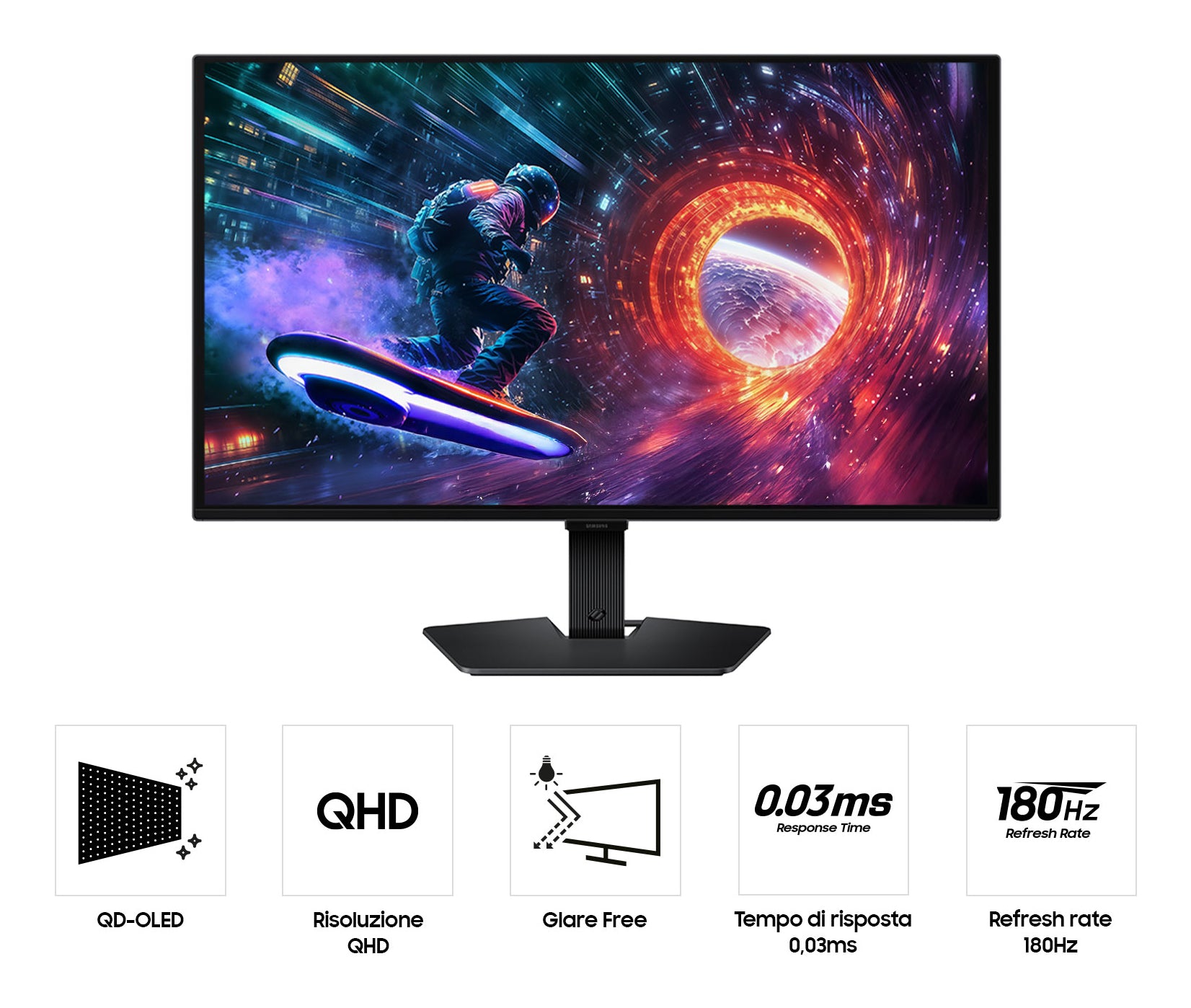 Samsung G50F – Monitor, 27", 2560 × 1440 (WQHD), OLED, 180 Hz, 200 cd/m², VESA 100 × 100, Schwarz