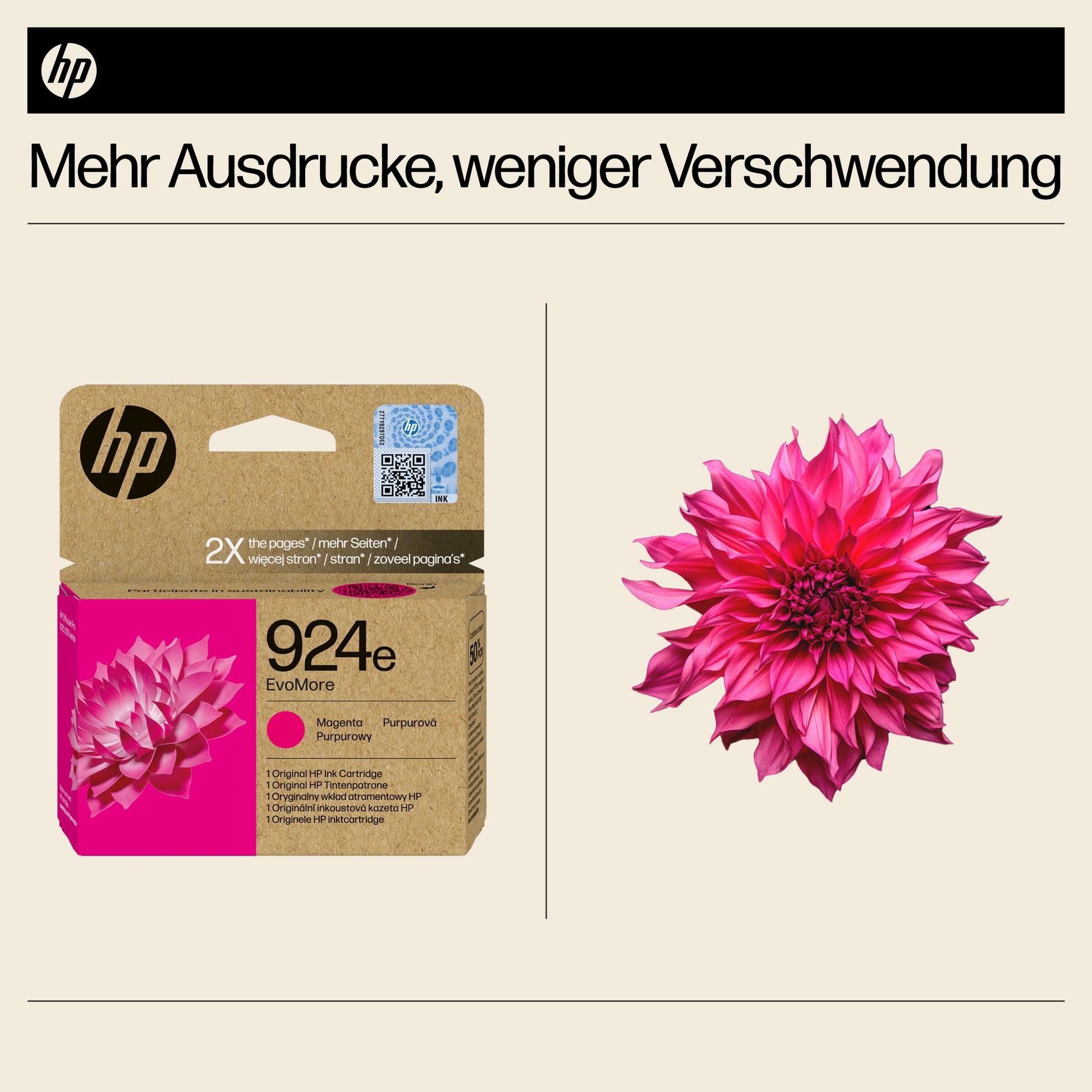HP 924EXL Magenta Tintenpatrone (Original) – 800 Seiten – für HP 924e