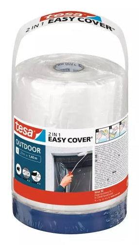 TESA Abdeckfolie mit Band Easy Cover Outdoor, transparent – 1'400 mm × 20,0 m