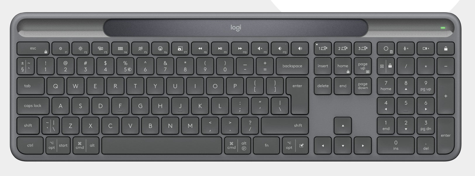 Logitech Signature Slim Solar+ K980 – Tastatur – Schere – Bluetooth & 2,4 GHz (Empfänger USB-C) – QWERTY (UK-I)
