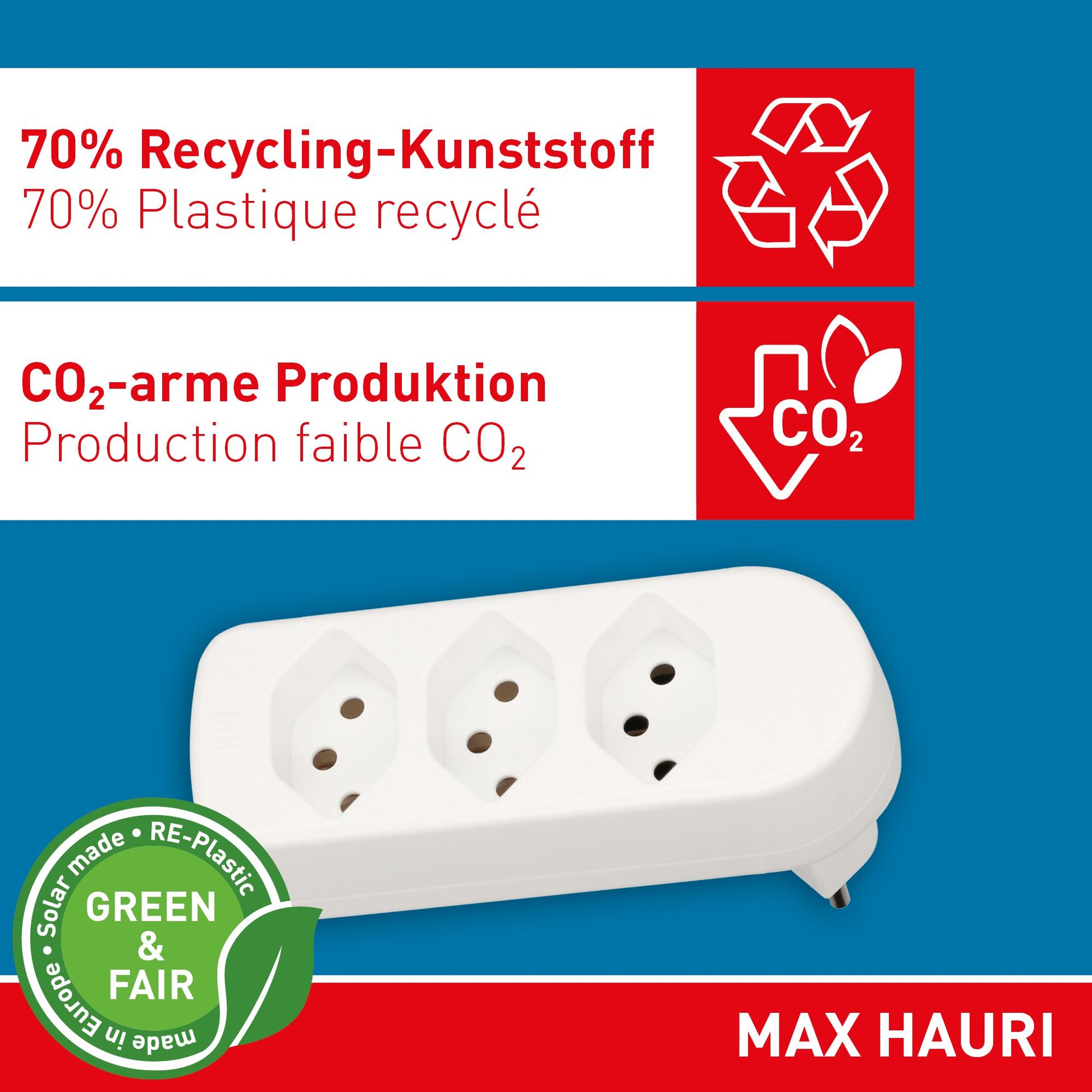 Max Hauri AG Max Hauri Abzweigstecker – 3×T13, drehbar