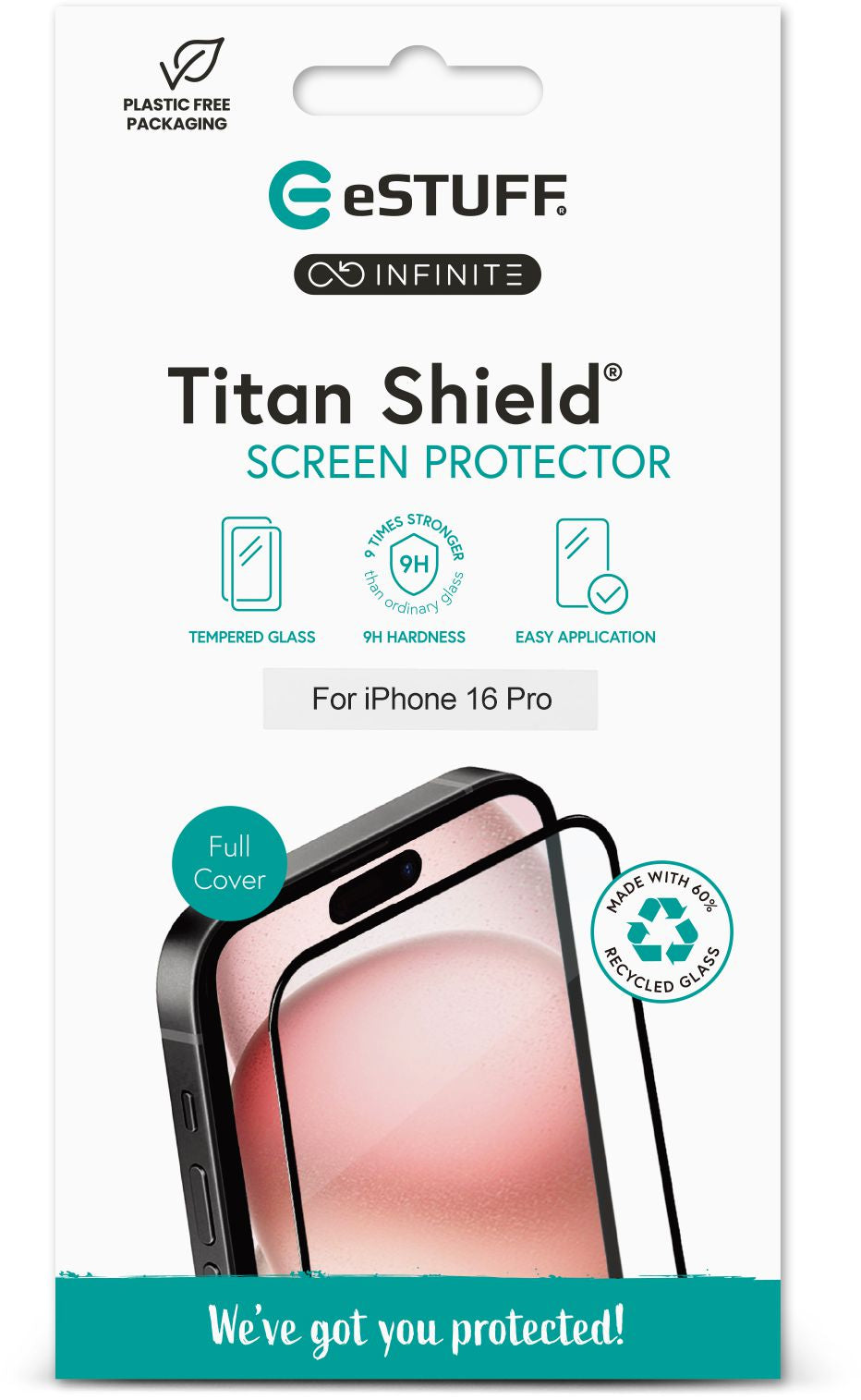 eSTUFF Displayschutz (Panzerglas), Full Cover – für iPhone 16 Pro