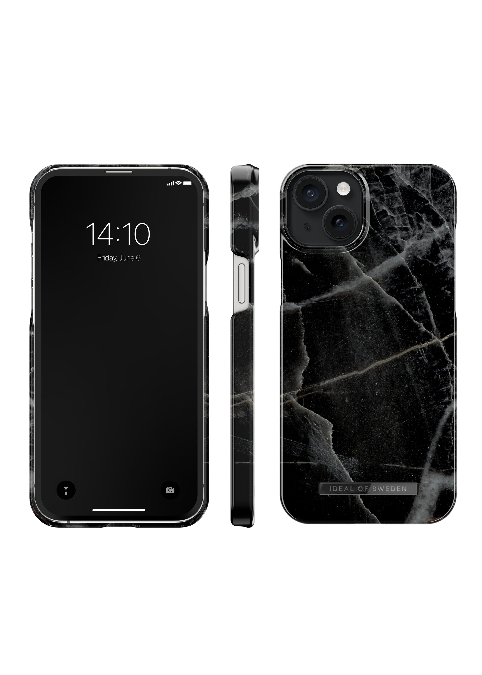 iDeal of Sweden Backcover – für Apple iPhone 15 Plus, PC+Polyester, Black Thunder Marble