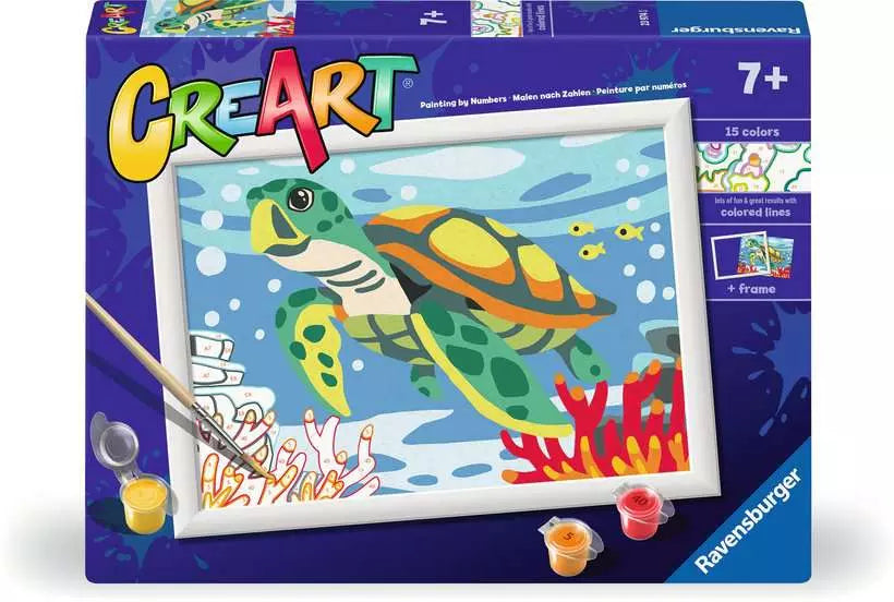 Ravensburger CreArt – Malen-nach-Zahlen-Set – Meeresschildkröte – 15 Farben – ab 9 Jahren