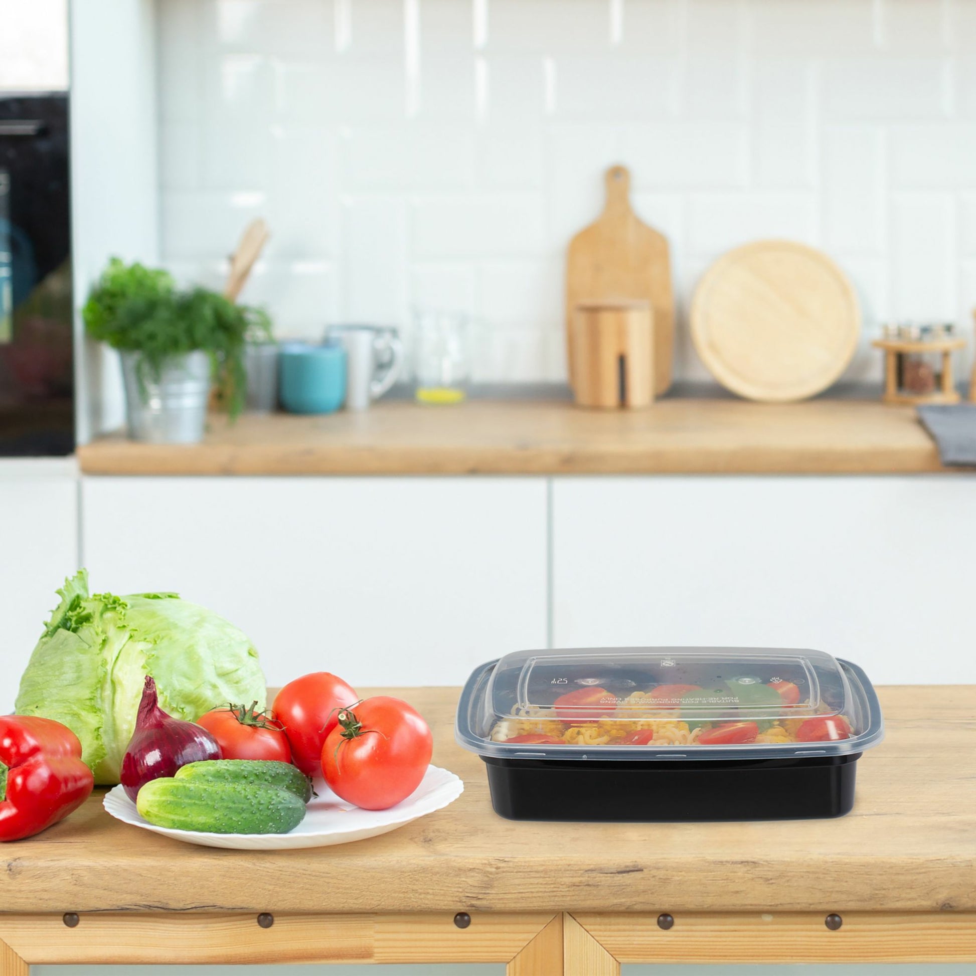 Relaxdays Take-away-Box, PP – 1'000 ml – 22 × 15 cm, schwarz – 1 Stk.