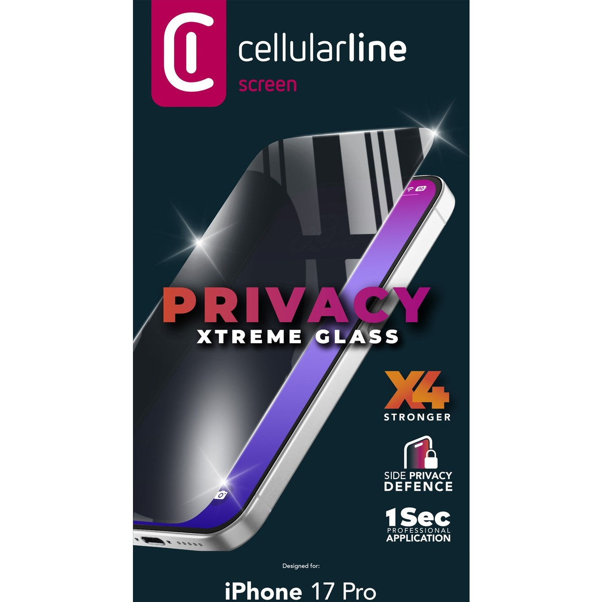 Cellularline Privacy-Filter (Panzerglas) – für iPhone 17 Pro