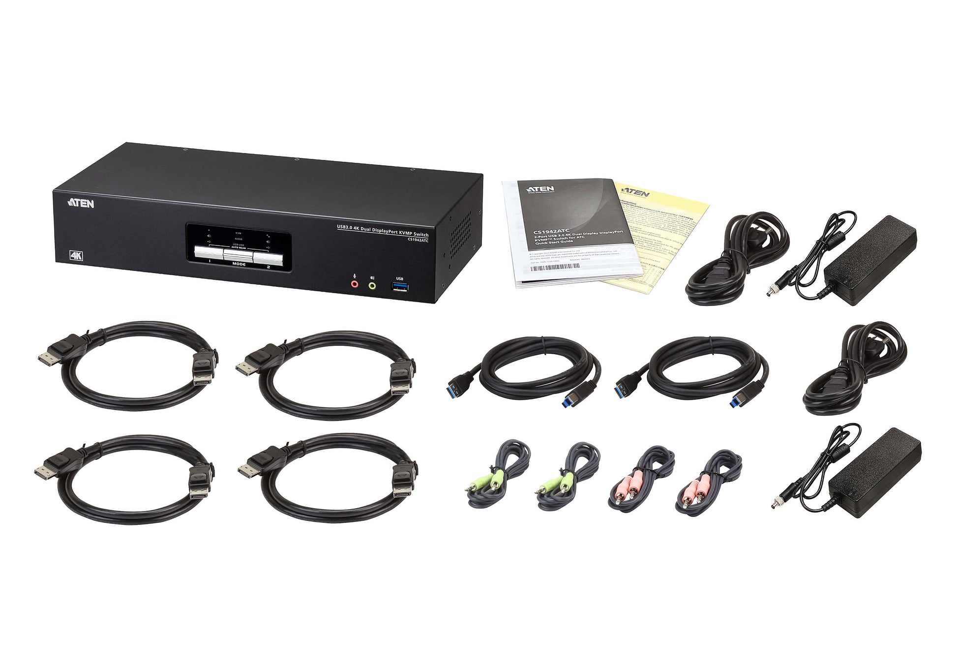 ATEN CS1942ATC KVM-Switch – 2× DP, 2× USB-A, 3,5 mm Audio, für ATC-Systeme