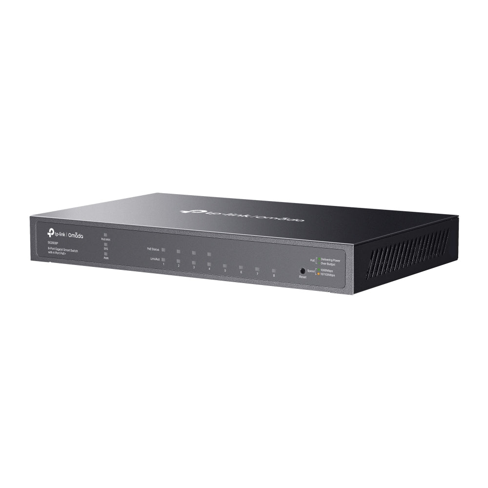 TP-Link SG2008P – Managed Switch – 8×GbE, L2/L2+, PoE+ 62 W, 19" Rack