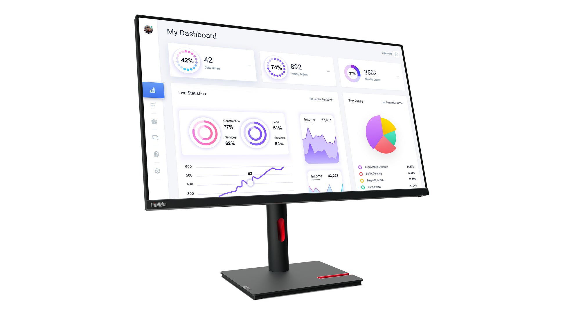 Lenovo ThinkVision T32p-30 – Monitor, 31,5", IPS, 60 Hz, 350 cd/m², VESA 100 × 100, Schwarz
