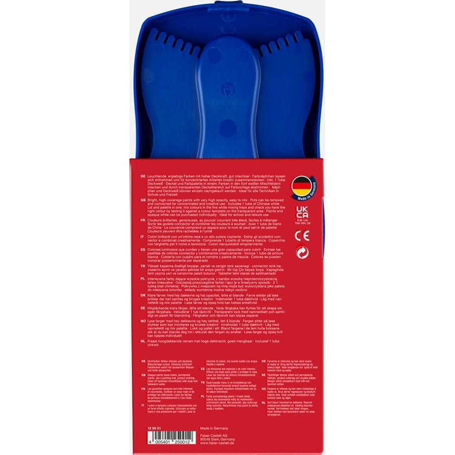 Faber-Castell Deckfarbkasten – Mehrfarbig – 12 Farben, inklusive Deckweisstube, Pinselfach
