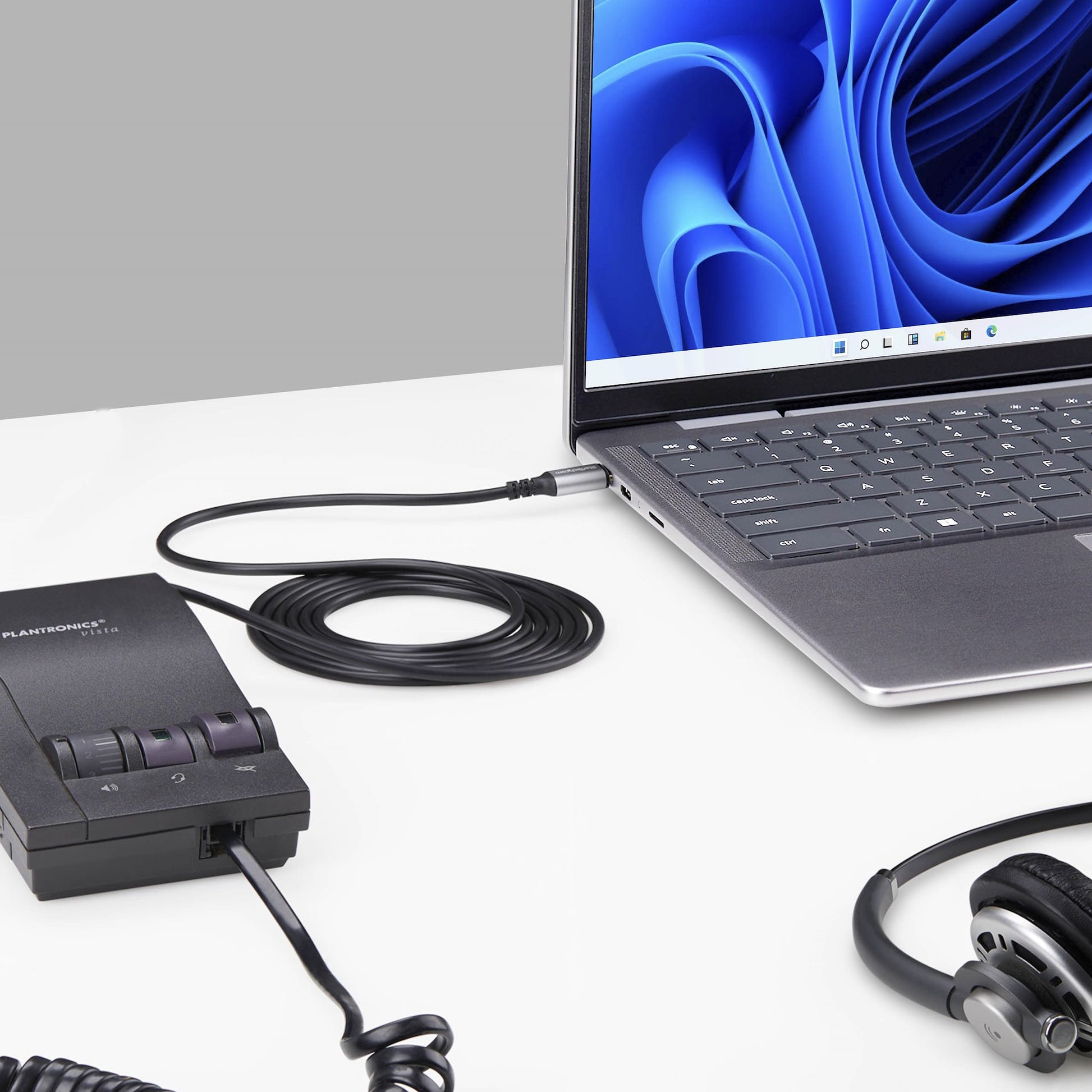 StarTech.com USB-C-auf-RJ-9-Kabel – USB 2.0, 1,8 m – für Bürotelefone und Headsets, Schwarz