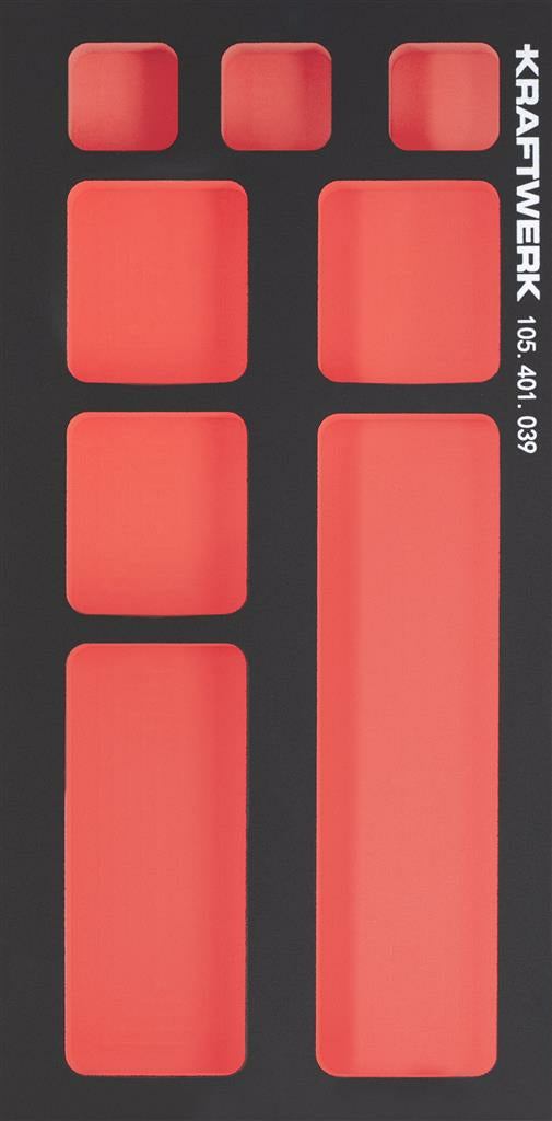 KRAFTWERK PRO LINE EVA3 Kleinteile-Einsatz 8-teilig – schwarz/rot, EVA, B 400 × H 40 × T 200 mm
