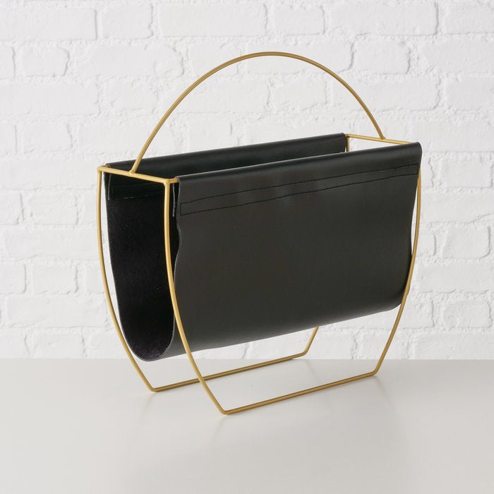 Boltze Rulana Zeitschriftenständer – Metall/Polyurethan – Gold – 400 × 140 × 405 mm