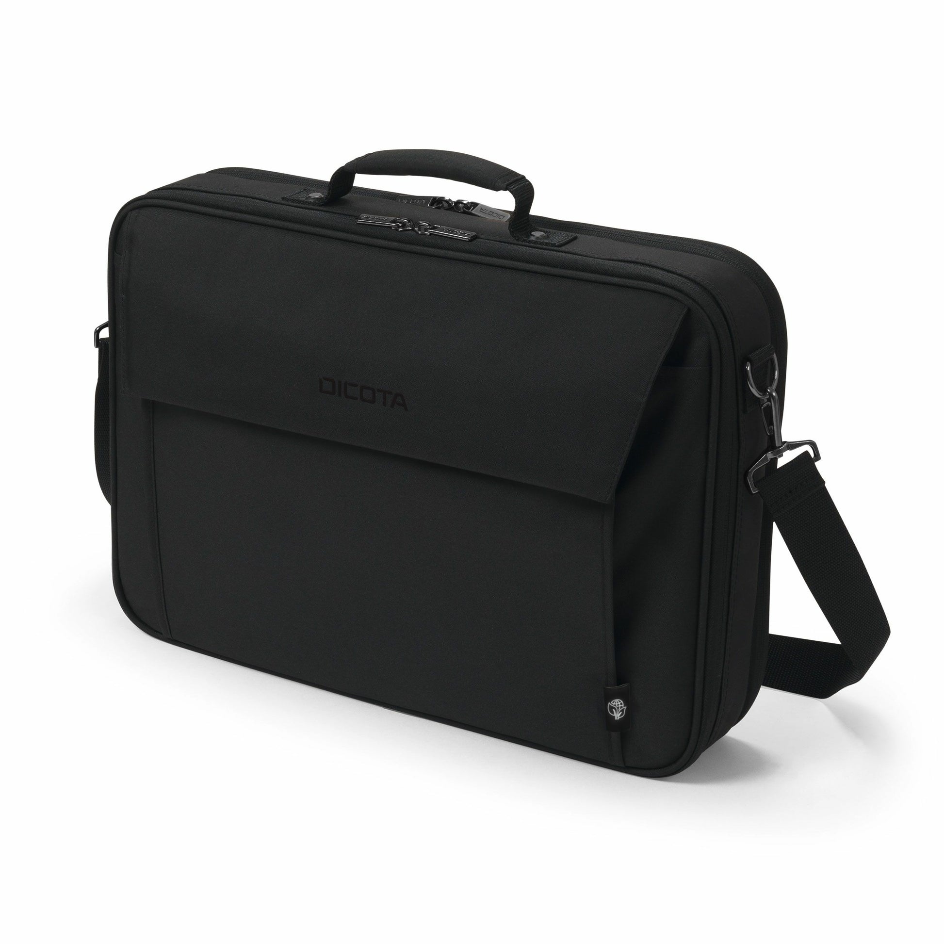 DICOTA Notebook-Tasche bis 15,6" – abnehmbarer Schultergurt, aus recyceltem PET – Schwarz